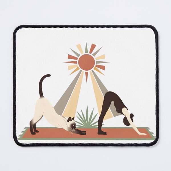 Item preview, Yoga with Cat Under Boho Sun – Minimalist Wellness Aesthetic Illustration designed and sold by InfinitePawBond.