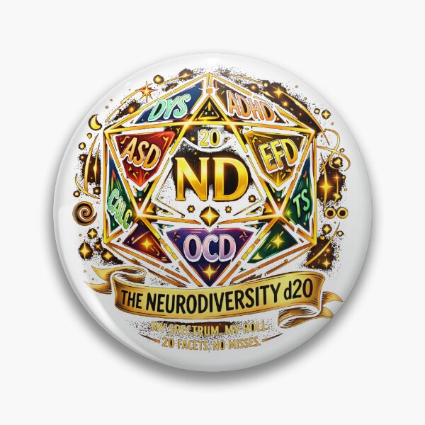 Item preview, Neurodiversity d20 Gold Tabletop Gaming Emblem designed and sold by ndmedia.