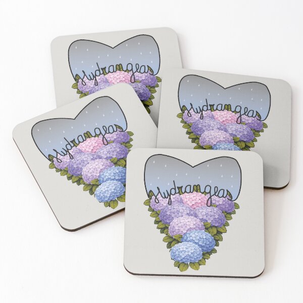 Item preview, Hydrangea Flower Heart Print, Rainy Floral Wall Art, Blue Pink Hydrangeas Illustration, Aesthetic Botanical Poster designed and sold by BelievingCreate.
