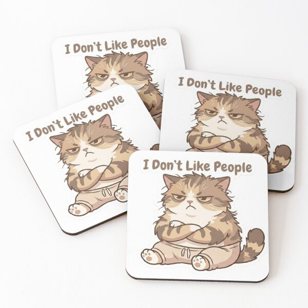 Aperçu de l'œuvre Introvert Cat – Funny Anti Social Cat Meme, Grumpy Cat créée et vendue par Meowza Studio.