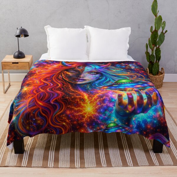Item preview, Cosmic Demon Goddess – Neon Galaxy Fantasy Sci Fi Art designed and sold by TheHorsemanRidesAgain.