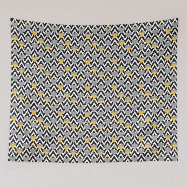 Item preview, Bright yellow hearts against zigzag designed and sold by fuzzyfox.
