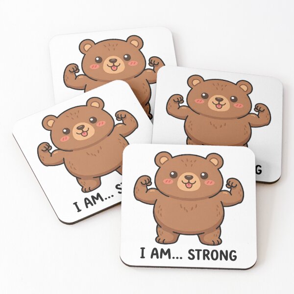 Item preview, Cute Bear I Am Strong Kids T-Shirt – Motivational Cartoon Bear designed and sold by DIRTYSKETCHH.