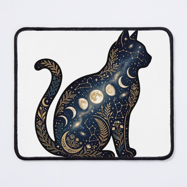 Item preview, Celestial Cat Moon Phase — Witchy Night Sky Cat Art designed and sold by FernAndFull.