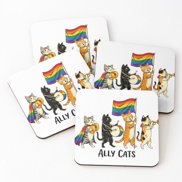 Aperçu de l'œuvre Ally Cats Pride Parade Drapeau arc-en-ciel LGBTQ créée et vendue par RipleMalphite.