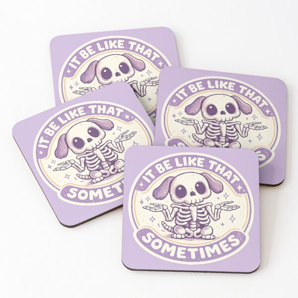 Item preview, It Be Like That Sometimes, Cute Kawaii Dog Skeleton designed and sold by graphic-genie.