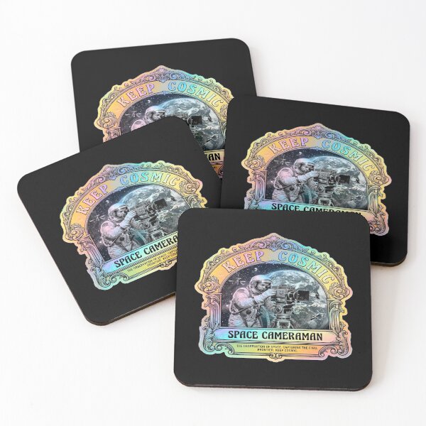 Item preview, Space Cameraman Emblem: Retro Holographic "Keep Cosmic" Art designed and sold by dropstudiomg.