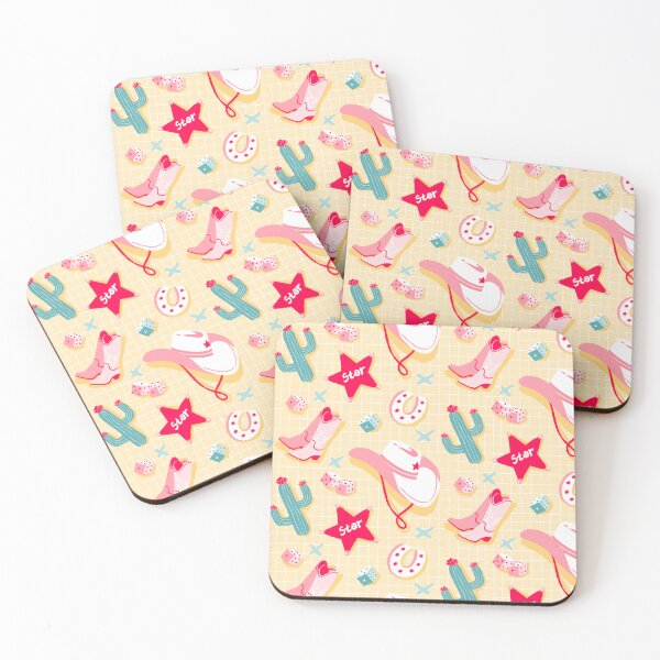 Item preview, Cute Cowgirl Aesthetic Pattern Pink Yellow Western Icons designed and sold by MinimalAnGo.