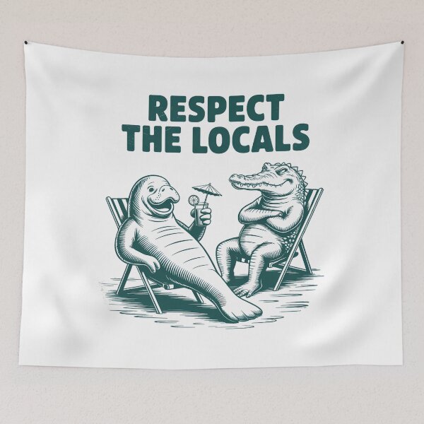Item preview, Respect the Locals Florida Travel Manatee Crocodile designed and sold by papertaless.