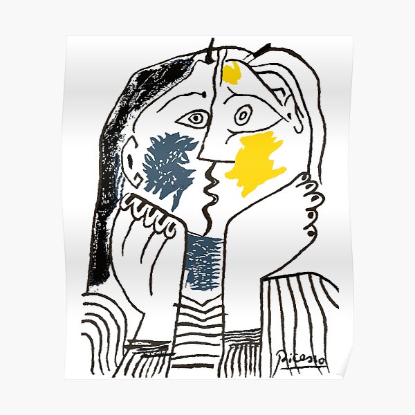 Pablo Picasso The Kiss 1979 Reproduction d'œuvres d'art pour T-shirt, impressions encadrées Poster