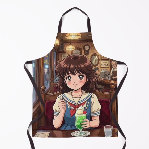 Item preview, 80s Japan Cafe Aesthetic – Anime Girl with Cream Soda designed and sold by EchoWave11.