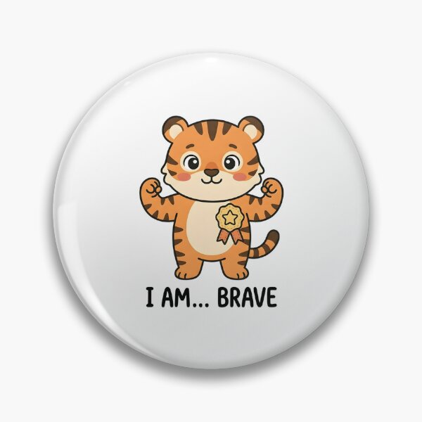 Item preview, Brave Tiger I Am Brave Kids T-Shirt – Cute Cartoon Tiger designed and sold by DIRTYSKETCHH.