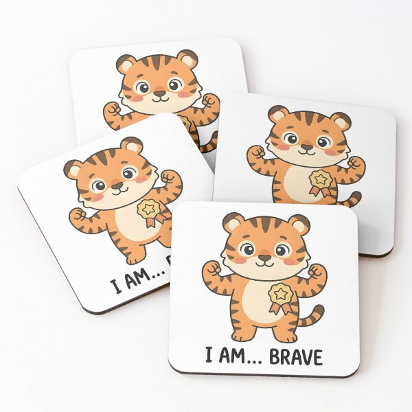 Item preview, Brave Tiger I Am Brave Kids T-Shirt – Cute Cartoon Tiger designed and sold by DIRTYSKETCHH.