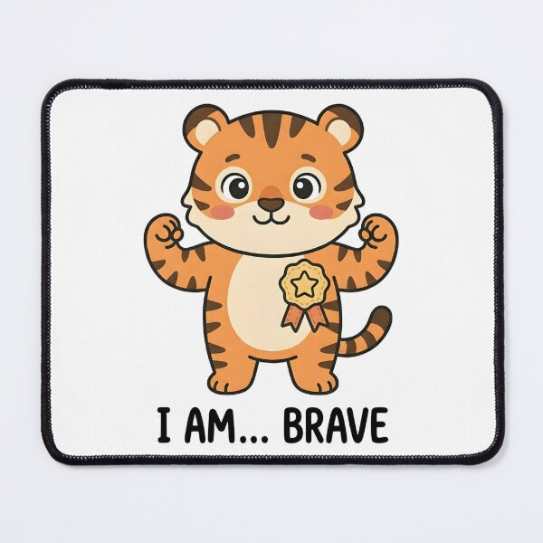 Item preview, Brave Tiger I Am Brave Kids T-Shirt – Cute Cartoon Tiger designed and sold by DIRTYSKETCHH.