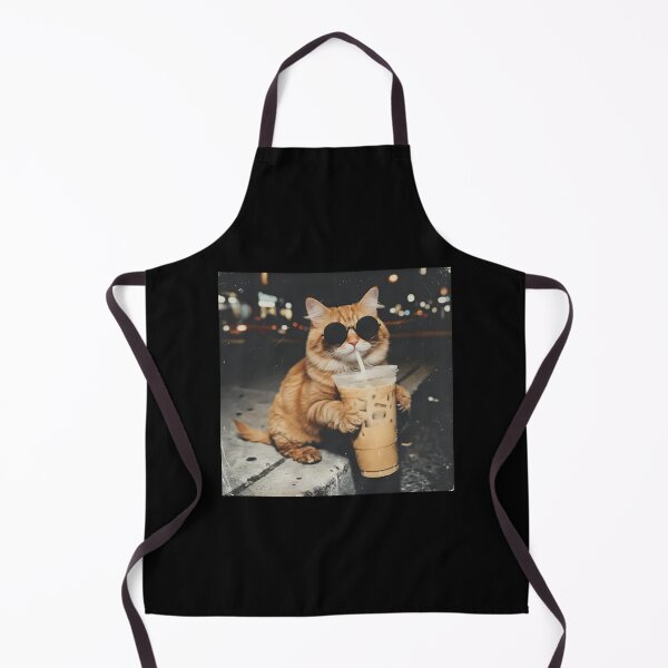 Item preview, Cool Cat Sipping Iced Coffee Night Vibe designed and sold by OlyvieArt.