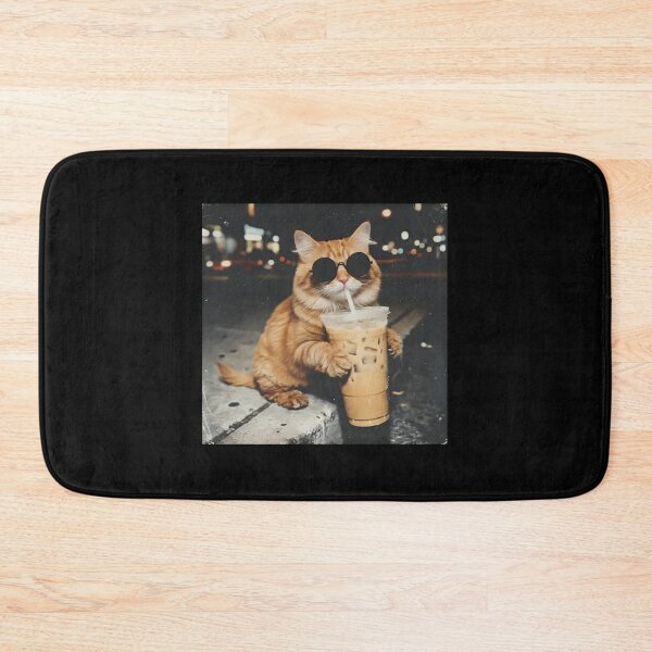 Item preview, Cool Cat Sipping Iced Coffee Night Vibe designed and sold by OlyvieArt.