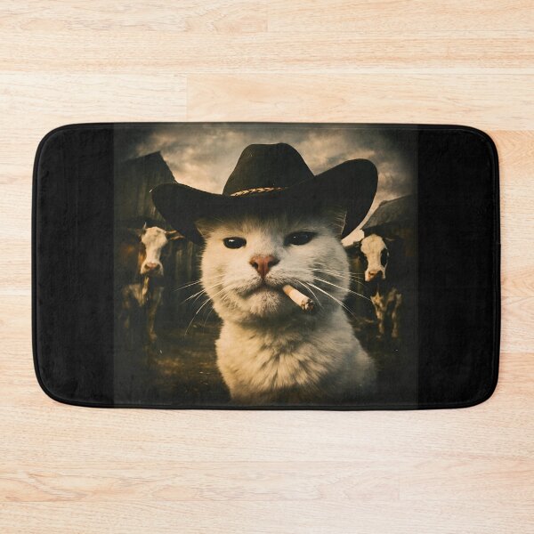 Item preview, Cowboy Cat with Cigarette and Cows Vintage designed and sold by OlyvieArt.