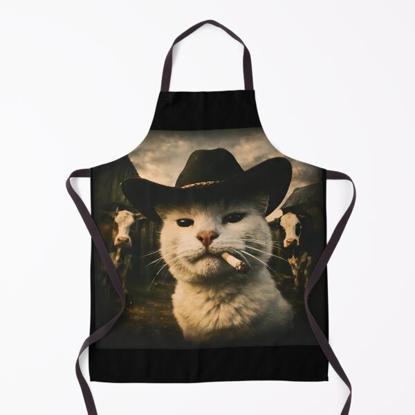 Item preview, Cowboy Cat with Cigarette and Cows Vintage designed and sold by OlyvieArt.