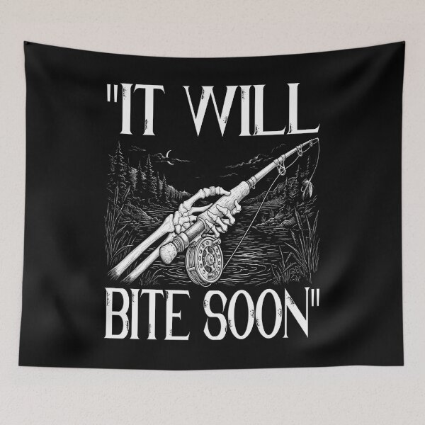 Item preview,  It Will Bite Soon Skeleton Fly Fishing Funny Fisherman Optimistic fishermen Never Give Up Fish Whisperer Nature Lover designed and sold by Jt41.