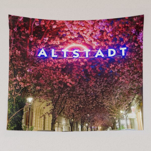 Item preview, Cherry blossoms at night – neon old town photography | Aesthetic art designed and sold by VictoriaBonn.