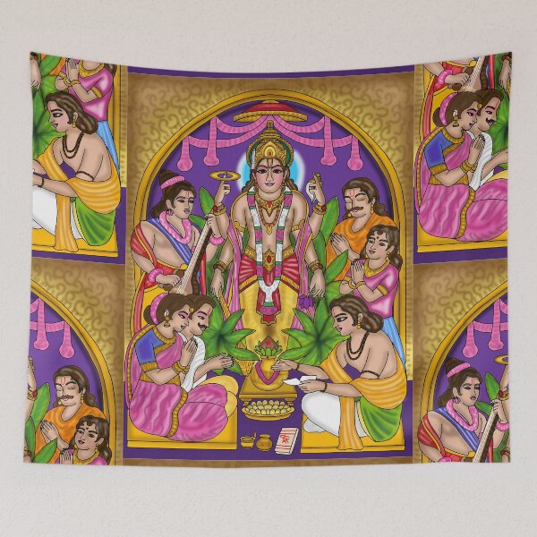 Item preview, Lord Satyanarayan Sacred Artwork – Vishnu Devotional Illustration designed and sold by Harshit_Digital_Arts.