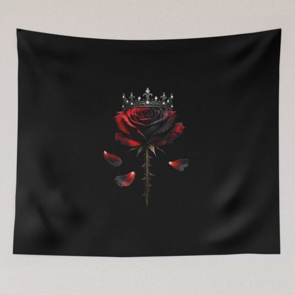 Item preview, Dark Gothic Black Rose Crown – Elegant Shadow Flower with Red Gem Crown Aesthetic designed and sold by CutePearlStudio.
