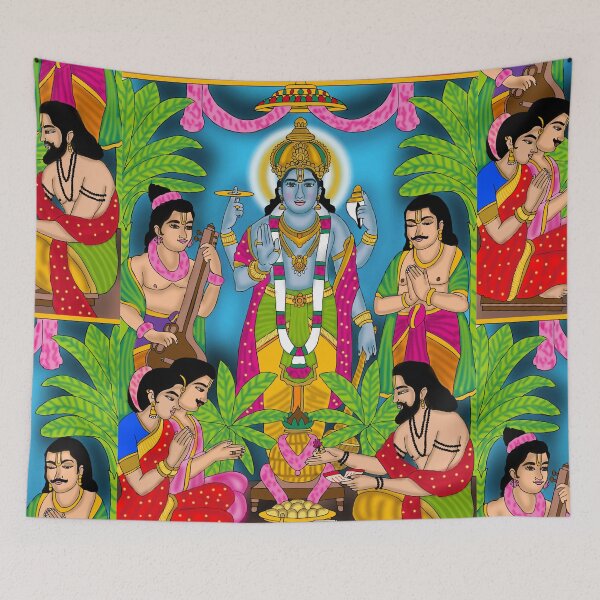 Item preview, Satyanarayan Bhagwan Illustration – Hindu Spiritual Blessing Art designed and sold by Harshit_Digital_Arts.