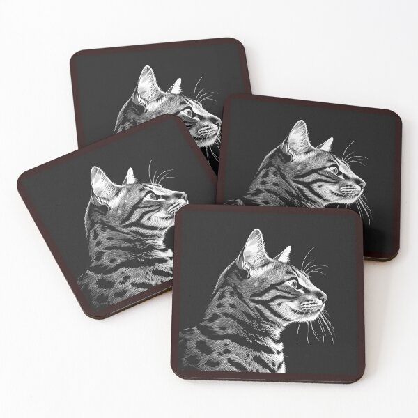 Item preview, Ilustración de un gato de perfil en blanco y negro. designed and sold by inkoutninja.