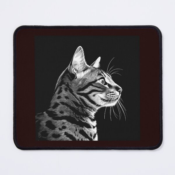 Item preview, Side Profile Cat Black and White Pet Illustration designed and sold by inkoutninja.
