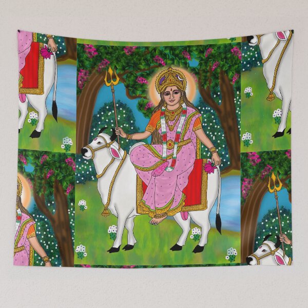 Item preview, Goddess Shailputri Artwork – Navdurga Divine First Form Illustration designed and sold by Harshit_Digital_Arts.