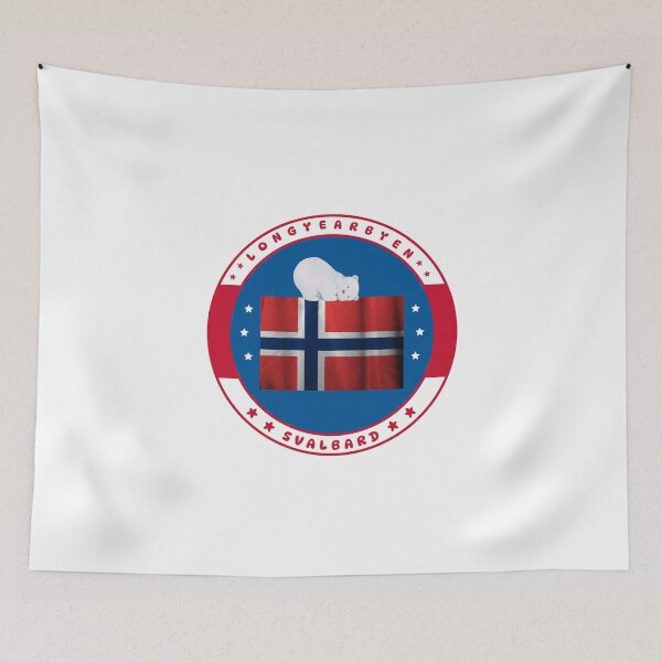 Item preview, Longyearbyen Svalbard Norway Flag Cute Polar Bear designed and sold by GraTEEtude.
