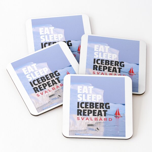 Item preview, Eat Sleep Iceberg Repeat Svalbard Red Sail Boat Icebergs designed and sold by GraTEEtude.