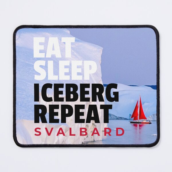 Item preview, Eat Sleep Iceberg Repeat Svalbard Red Sail Boat Icebergs designed and sold by GraTEEtude.