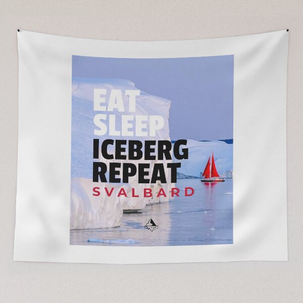 Item preview, Eat Sleep Iceberg Repeat Svalbard Red Sail Boat Icebergs designed and sold by GraTEEtude.