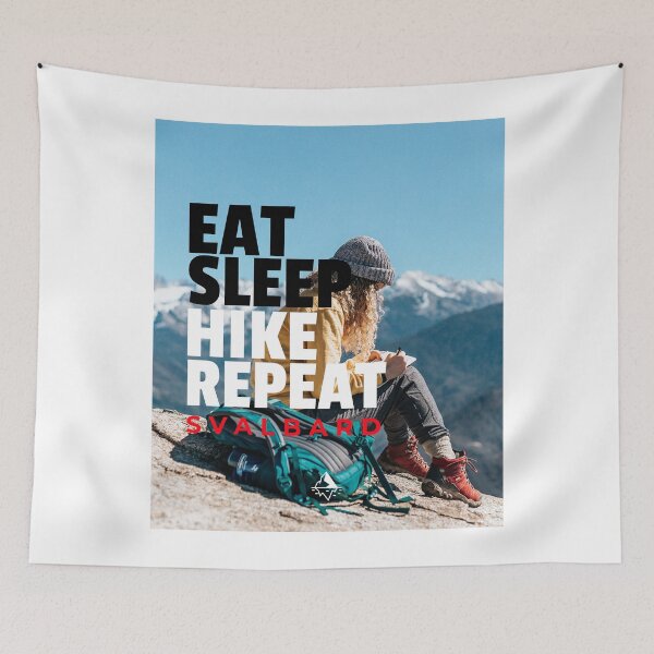 Item preview, Eat Sleep Hike Repeat Svalbard Female Hiker designed and sold by GraTEEtude.