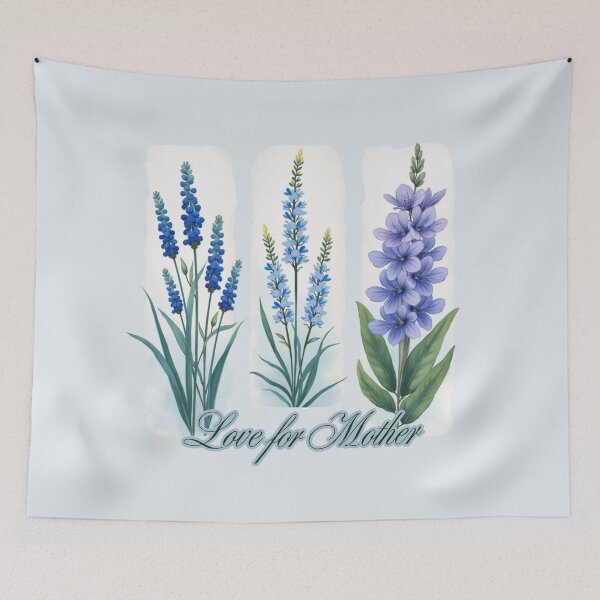 Item preview, Love for Mother - Blue Floral Triptych Design designed and sold by PriyaMagic.