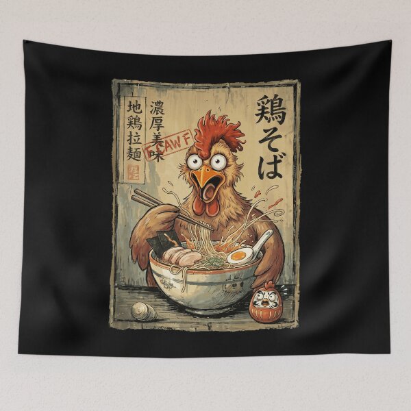 Item preview, F Caw F Funny Chicken Ramen Vintage Japanese Noodle Art designed and sold by Bongocomic.
