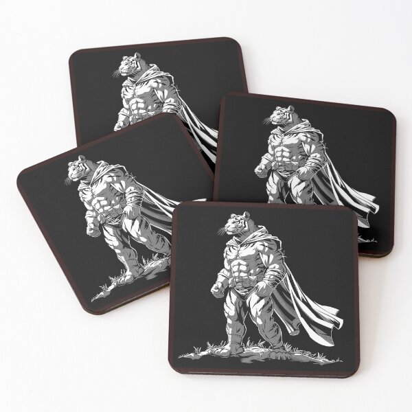 Item preview, Tiger Superhero Black and White Fantasy Illustration designed and sold by inkoutninja.