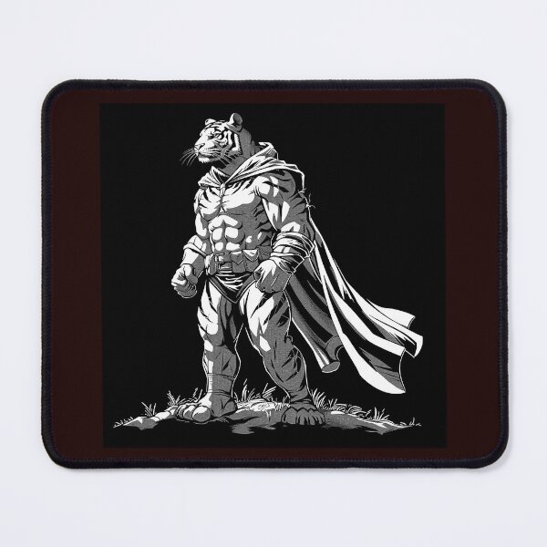 Item preview, Tiger Superhero Black and White Fantasy Illustration designed and sold by inkoutninja.