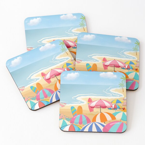 Item preview, Colorful Tropical Beach Umbrellas – Summer Vibes Ocean Paradise Illustration designed and sold by Day-dreamin26.
