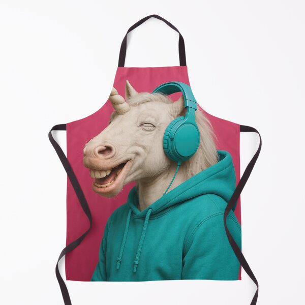 Item preview, Laughing unicorn with turquoise headphones and hoodie designed and sold by Mauswohn.
