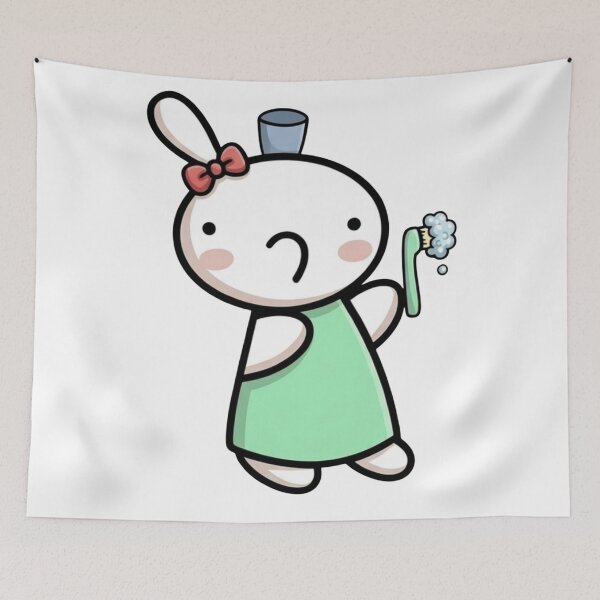 Item preview, Cute girl Brushing Teeth cup Ribbon toothbrush designed and sold by Orangeman52.