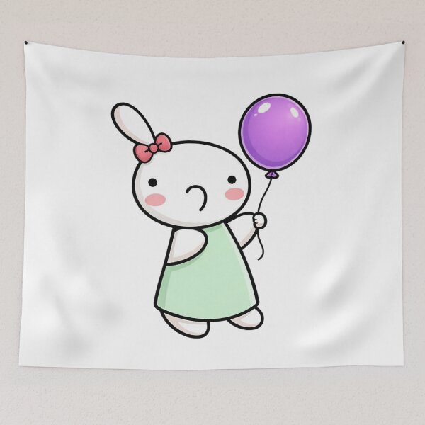 Item preview, Cute Girl with Purple Balloon Ribbon rosy-cheeked designed and sold by Orangeman52.