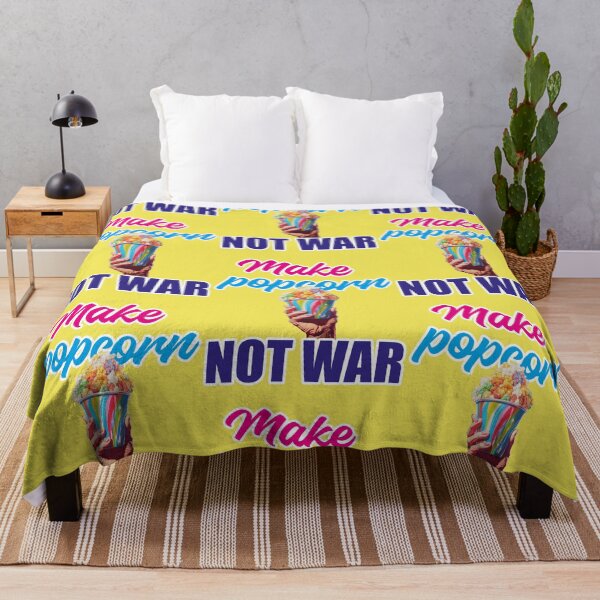 Item preview, "Make Popcorn Not War" lettering with colorful popcorn cup designed and sold by Mauswohn.