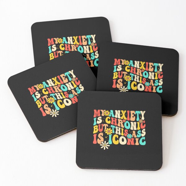 Item preview, Anxiety Attack Gifts My Anxiety Is Chronic But This Ass Is Iconic Unisex-Adults Retro Groovy Anxiety Design T-Shirt Black Small designed and sold by EzraIBlankenshi.