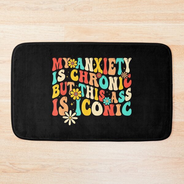 Item preview, Anxiety Attack Gifts My Anxiety Is Chronic But This Ass Is Iconic Unisex-Adults Retro Groovy Anxiety Design T-Shirt Black Small designed and sold by EzraIBlankenshi.