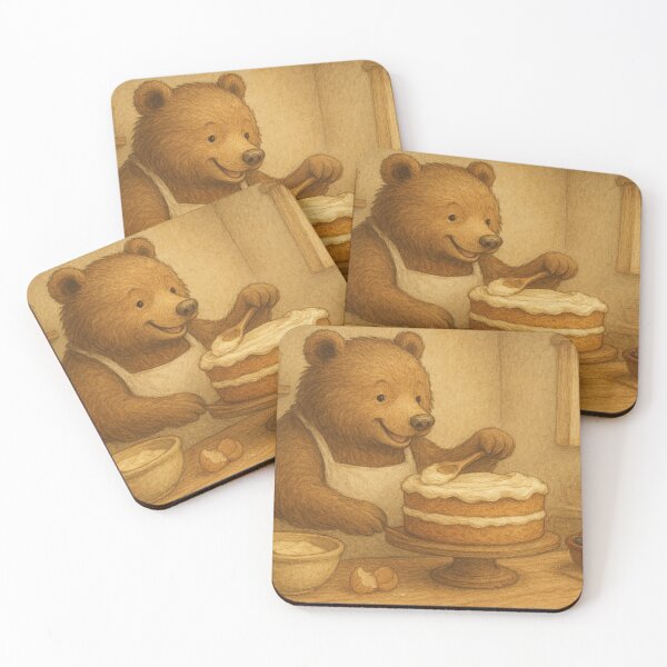 Item preview, Cute bear baking a cake in a cozy country style designed and sold by Mauswohn.
