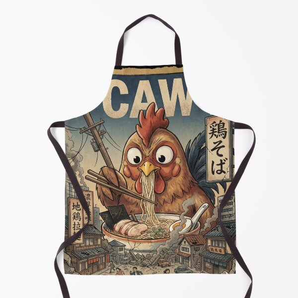 Item preview, F Caw F Giant Chicken Ramen Kaiju Retro Poster Art designed and sold by Bongocomic.