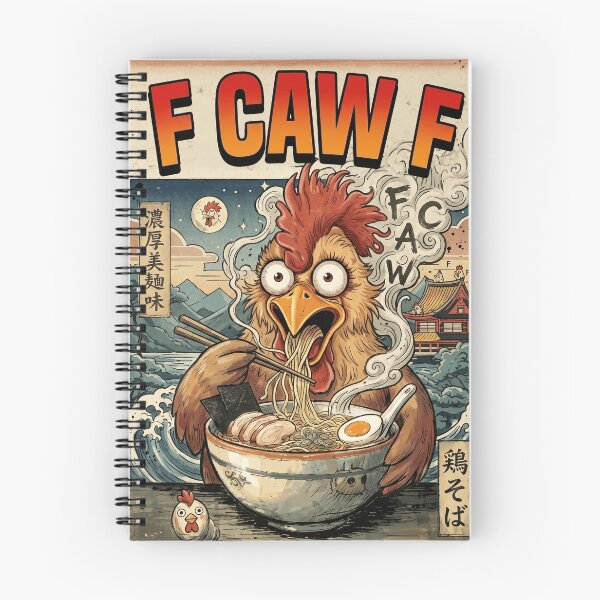 Item preview, F Caw F Funny Chicken Ramen Japanese Retro Art designed and sold by Bongocomic.