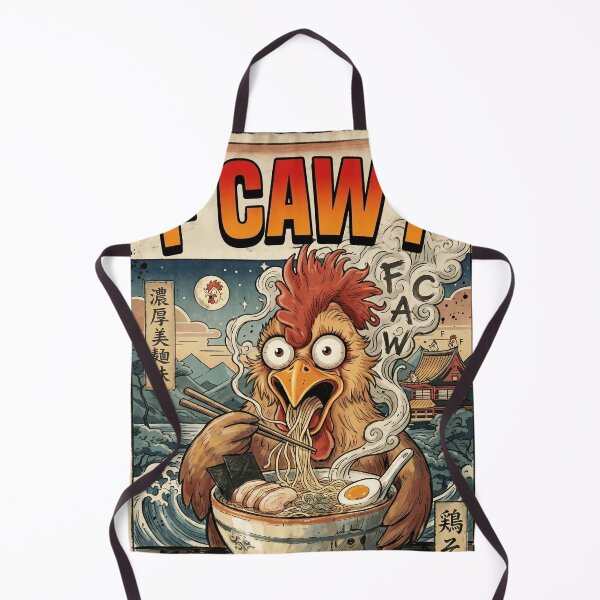 Item preview, F Caw F Funny Chicken Ramen Japanese Retro Art designed and sold by Bongocomic.